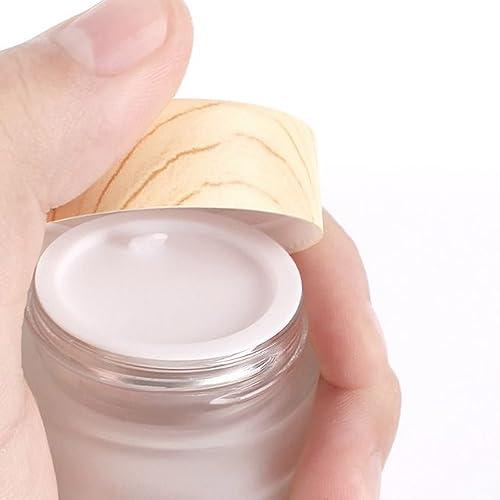Leadigol Leadigol 10Pack Empty Sample Jars, Frosted Glass Cream Jar Bottle with Lid Cosmetic, Refillable Cream Jar Pot for Makeup Lotion, Cosmetic Containers Refillable Jars