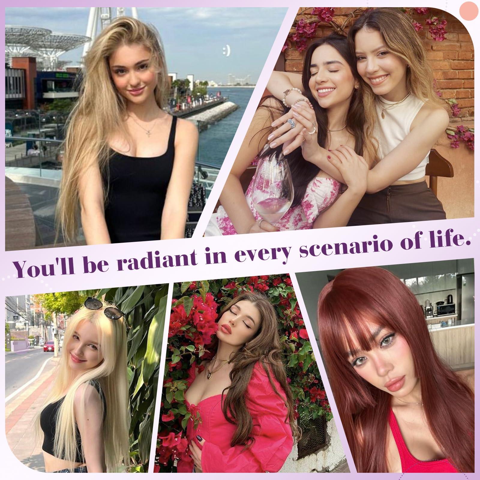 LaaVoo LaaVoo Human Hair Clip in Extensions Dark Ash Blonde Highlighted Light Blonde Clip in Hair Extensions Real Human Hair Highlight Blonde Clip in Hair Extensions Full Head 24 Inch 120g 7pcs