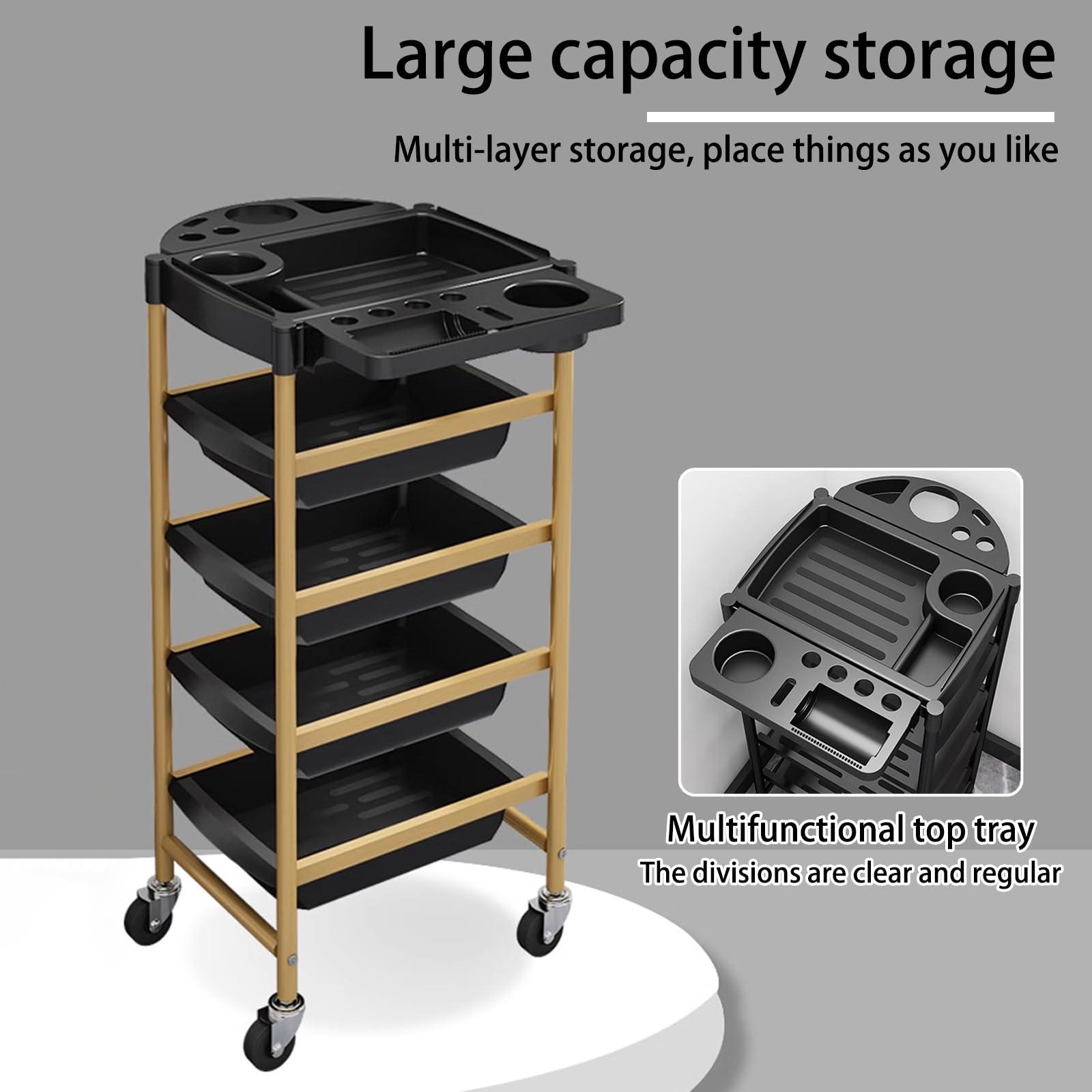 HRTLSS HRTLSS Salon Cart, Salon Cart with Wheels and Drawers, Stylist Hairdressing Cart, Space Saving Salon Station Trolley Cart, for Hairdressing Beauty Spa Tattoo