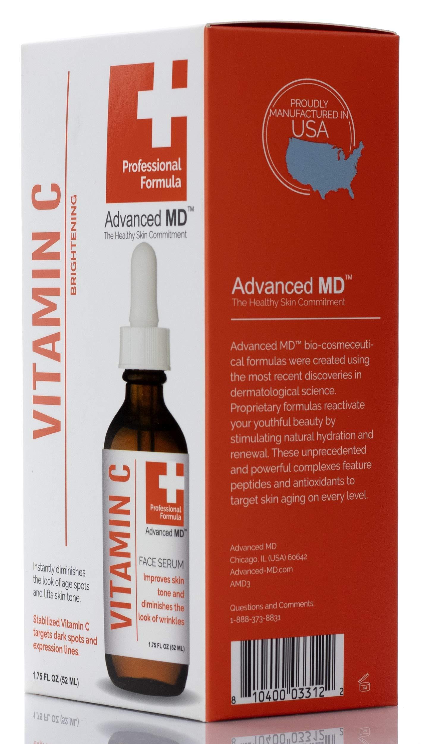 Advanced MD Advanced MD Vitamin C Brightening Face Serum Skin Care - Professional Formula To Diminish The Look of Age Spots & Lift Skin Tone - Concentrated Vitamin C, Ferulic Acid, Antioxidants