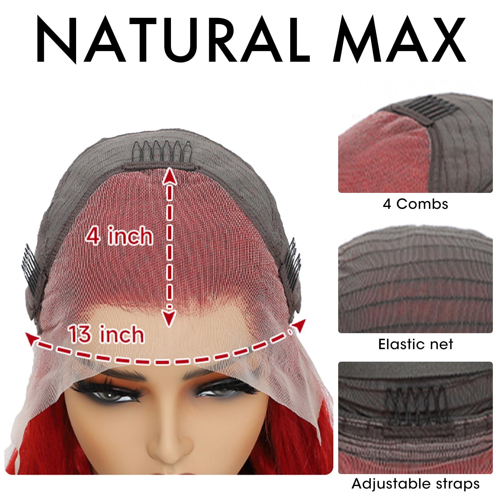 ELISHEVA Red Lace Front Wigs Human Hair Pre Plucked 28 Inch Red Wig Human Hair 200% Desity HD Body Wave Red Human Hair Lace Front Wigs 13x4 Red Lace Frontal Wig 16A Glueless Colored Red Human Hair Wig