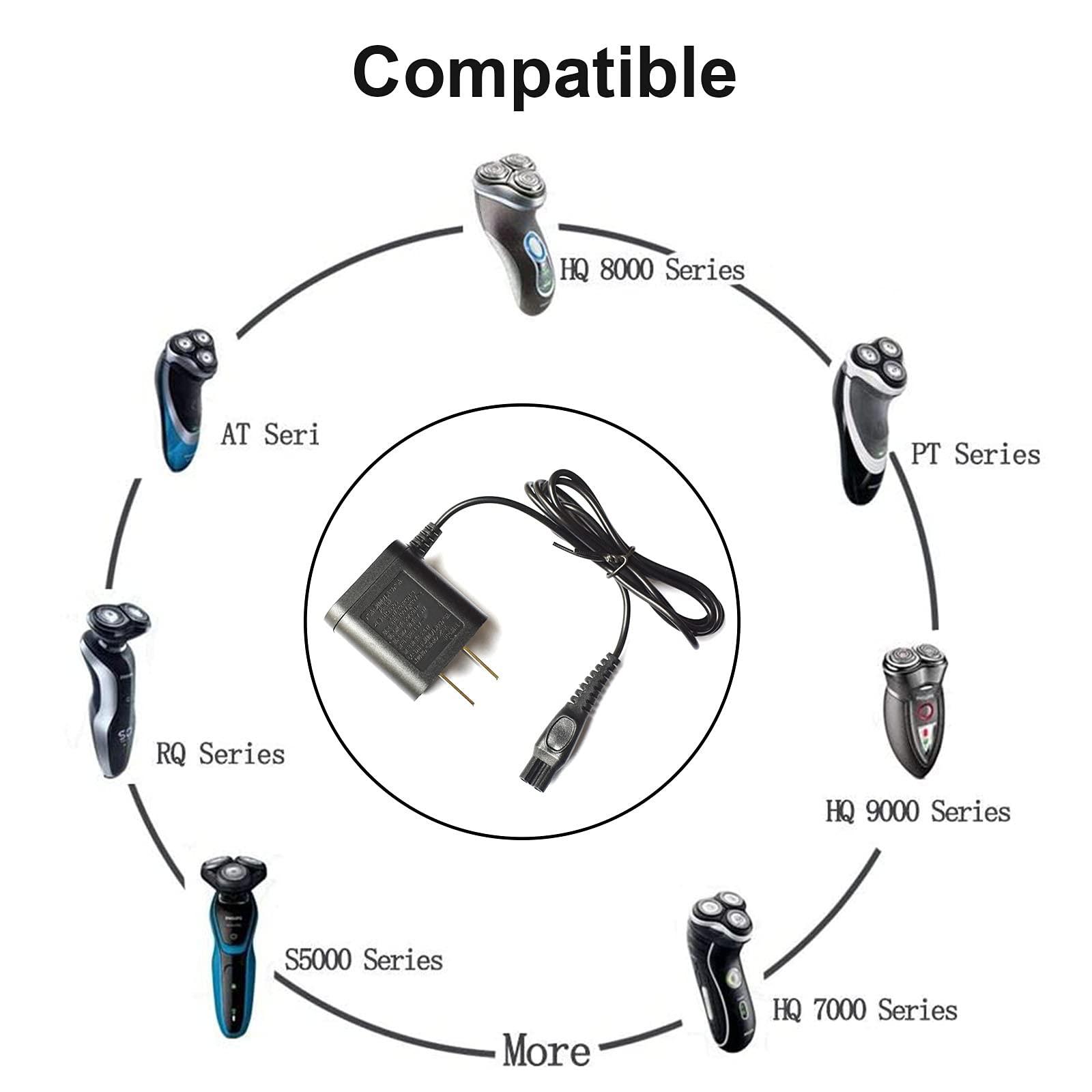 LinMei LinMei HQ8505 Charger Compatible with Philips Norelco HQ8505 7000 5000 3000 Series 3500 MG3750 MG5750 MG7750 S1560 Electric Shaver Multigroom Beard Trimmer Adapter Power Charging Cord