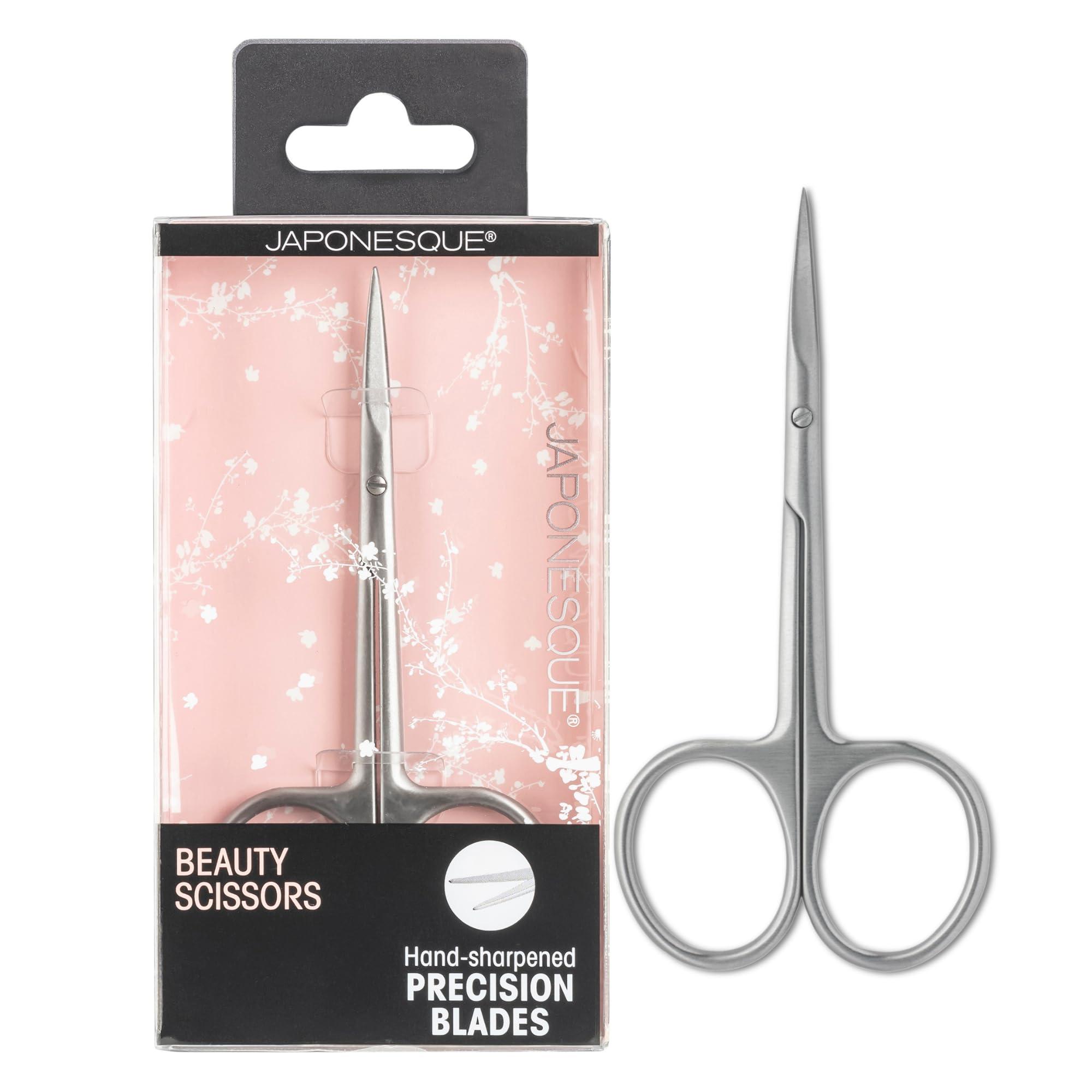 JAPONESQUE JAPONESQUE Beauty Scissors for Trimming Facial Hair, Brow and Nail Care with Ultra-Sharp, Salon-Quality, Stainless Steel Blades, Curved for Safety and Precision