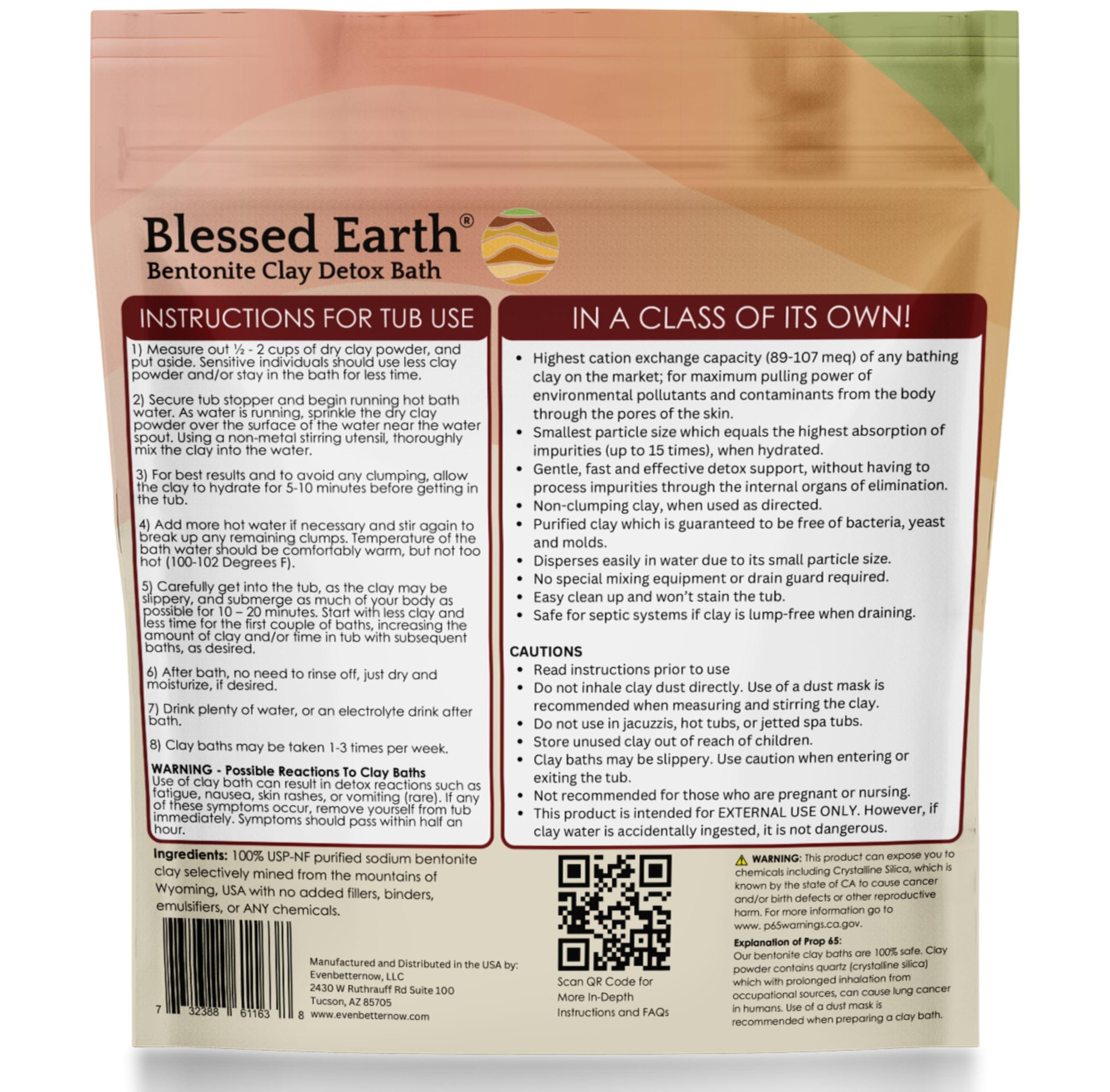 EvenbetterNow Blessed Earth Detox Clay Bath, 100% Pure Sodium Bentonite Therapeutic Grade - Removes Toxins, Impurities and Contaminants, by Evenbetternow LLC, 4 lbs (64 oz)