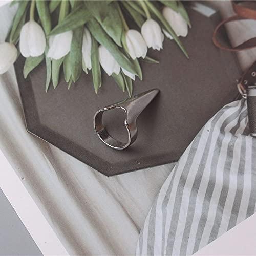 FGHUK 5PCS Finger Claws Cosplay Claws Rings,Punk Rock Nail Finger Armor Gothic Talon Nail Fingertip Claw,Hair Parting Selecting Sectioning Tool(Silver)