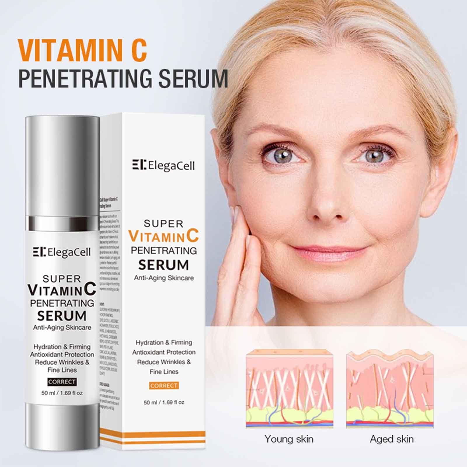 Elegacell ElegaCell Super Vitamin C Serum for Women Over 70 - Advanced Anti-Aging Vitamin C Face Serum,Super Vitamin C Penetrating Serum for Mature Skin, All-in-One Formula 1.69 fl oz