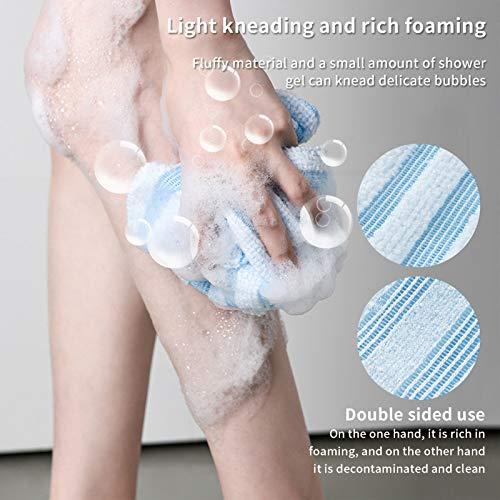 Nutteri Exfoliating Back Scrubber for Shower, Body Back Scrubber Towel For Shower, Bath Wash Cloth Back Washer Deep Clean & Invigorate Your Skin (Black-stripe)