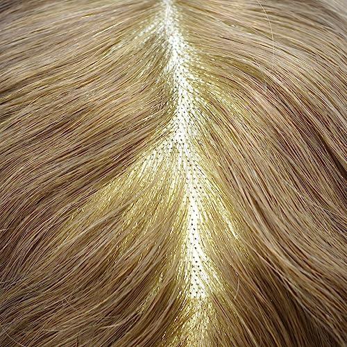 Hair Wonders Mens toupee hair replacement system for men hairpieces toupee for men real human hair pieces for men hair systems Protesis Capilar Para Hombre US Stock7x9-17# DARK ASH BLONDE