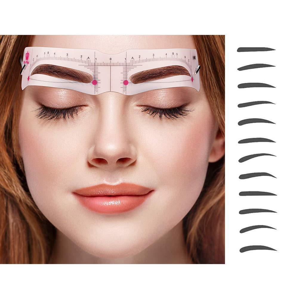 SASKATE Eyebrow Stencils Kit, 12 Pieces Eyebrow Shaping Template, Reusable Eyebrow Shaper Kit, Eyebrow Template, Suitable for Makeup Beginners (As Shown)
