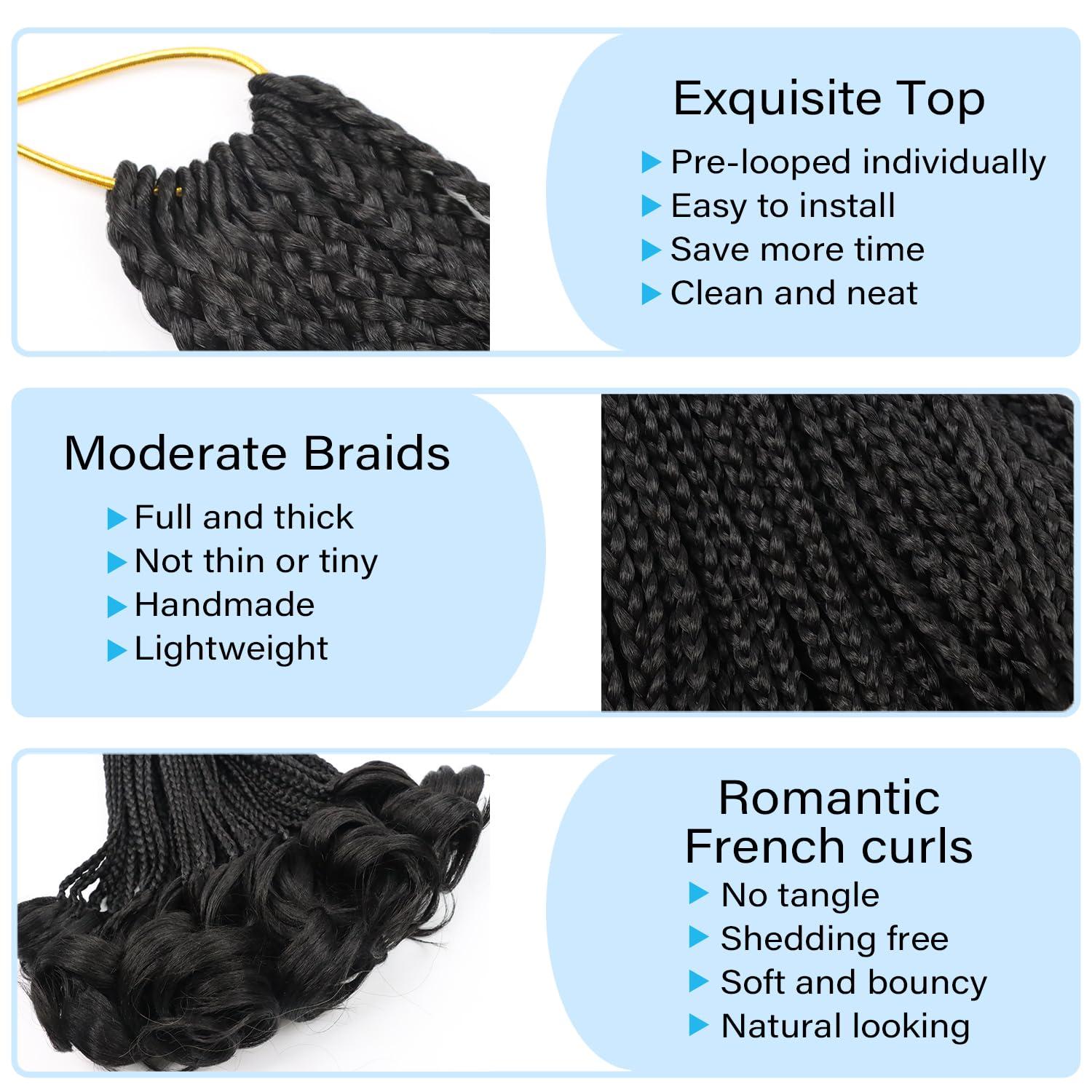 kaluli French Curl Braiding Hair Color 2 French Curl Crochet Braids Short 10 Inch Pre Looped Box Braids Crochet Hair for Women Crochet Box Braids Curly Braiding Hair Extensions(7 Packs,2#)
