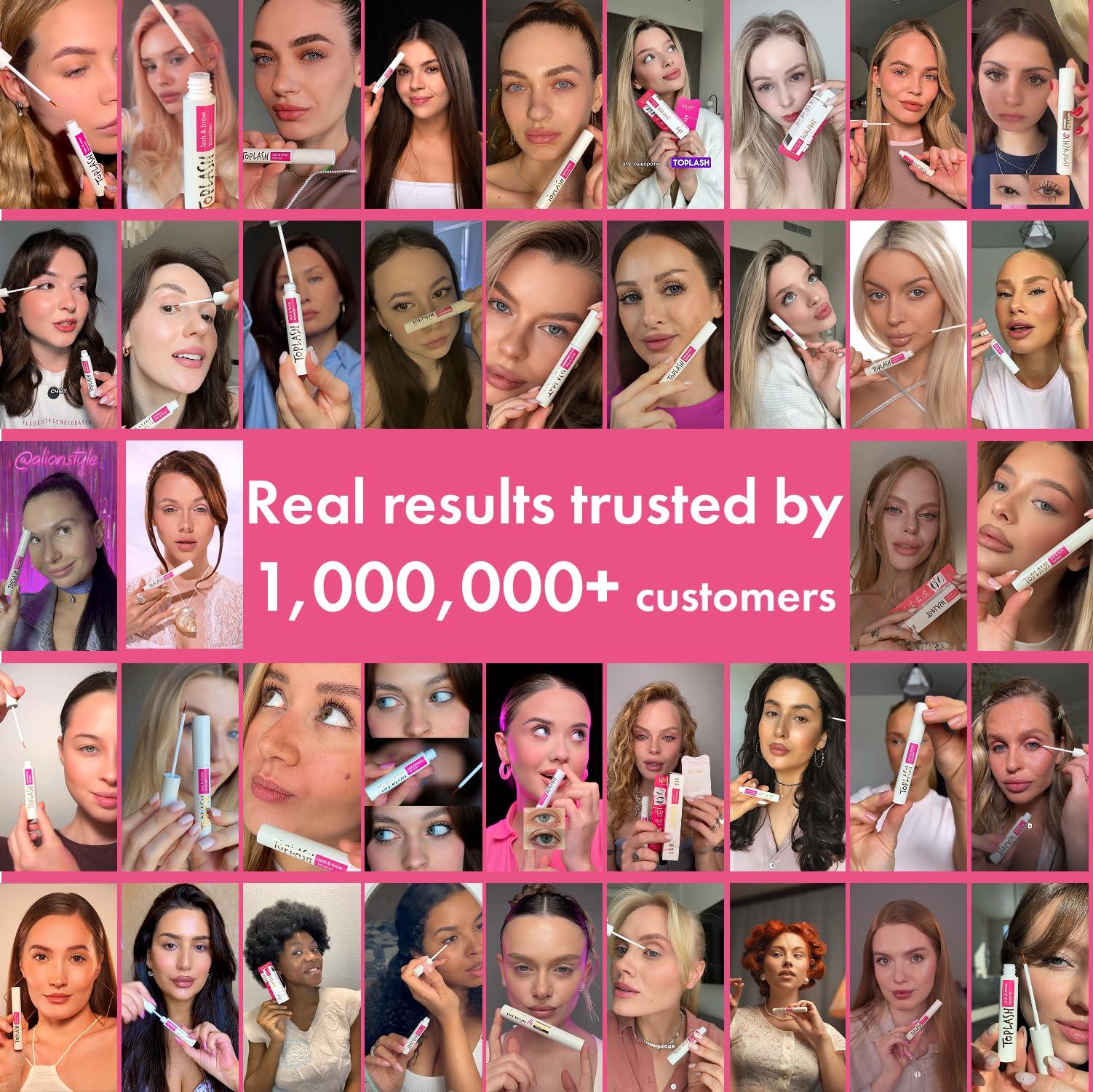 Toplash TOPLASH Eyelash Growth Serum - Innovative Formula for Longer, Thicker, Fuller Brows & Lashes - Natural, Cruelty-Free & Hypoallergenic - 0.10 fl.oz.