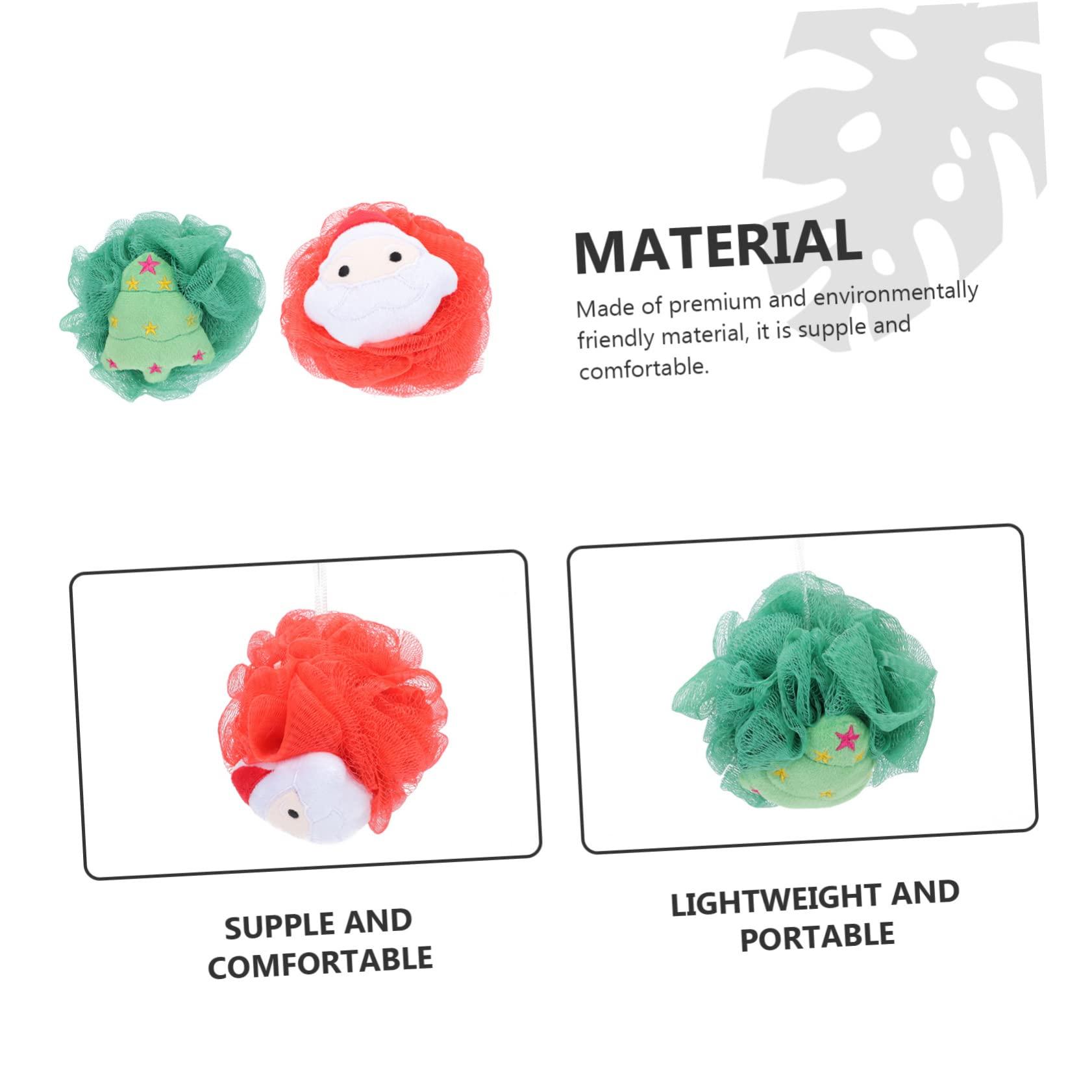 BELLIFFY BELLIFFY 2Pcs Christmas Bath Balls Bath Christmas Loofah Creative Santa Tree Gentle Bathing for Adults Skin Safe