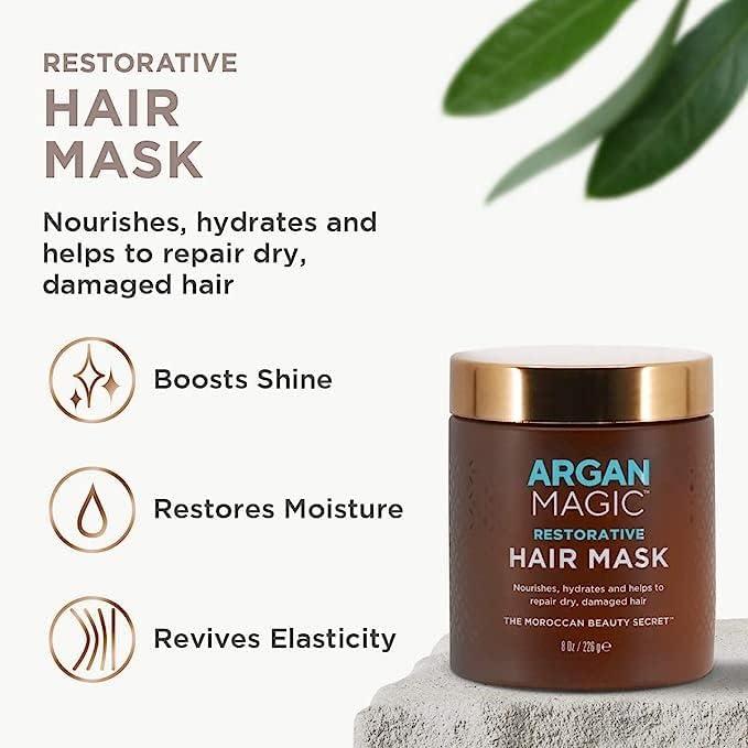 Argan Magic Argan Magic Restorative Hair Mask - Protein Rich Conditioning Hair Mask that Hydrates, Restores And Repairs Damaged Hair | Made in USA, Paraben Free, Cruelty Free (12 oz)