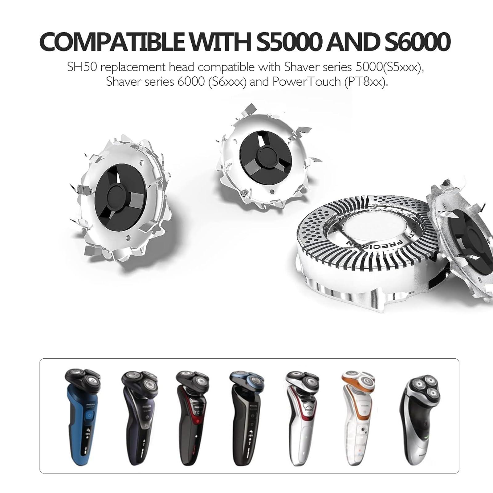 Ruixin Replacement Complete Head for Philips Shavers S5000/6000,S5100,S5500 Series,SH50 MultiPrecision Blades Upgrade Head for SH50 Electric Shavers, 1 Pack