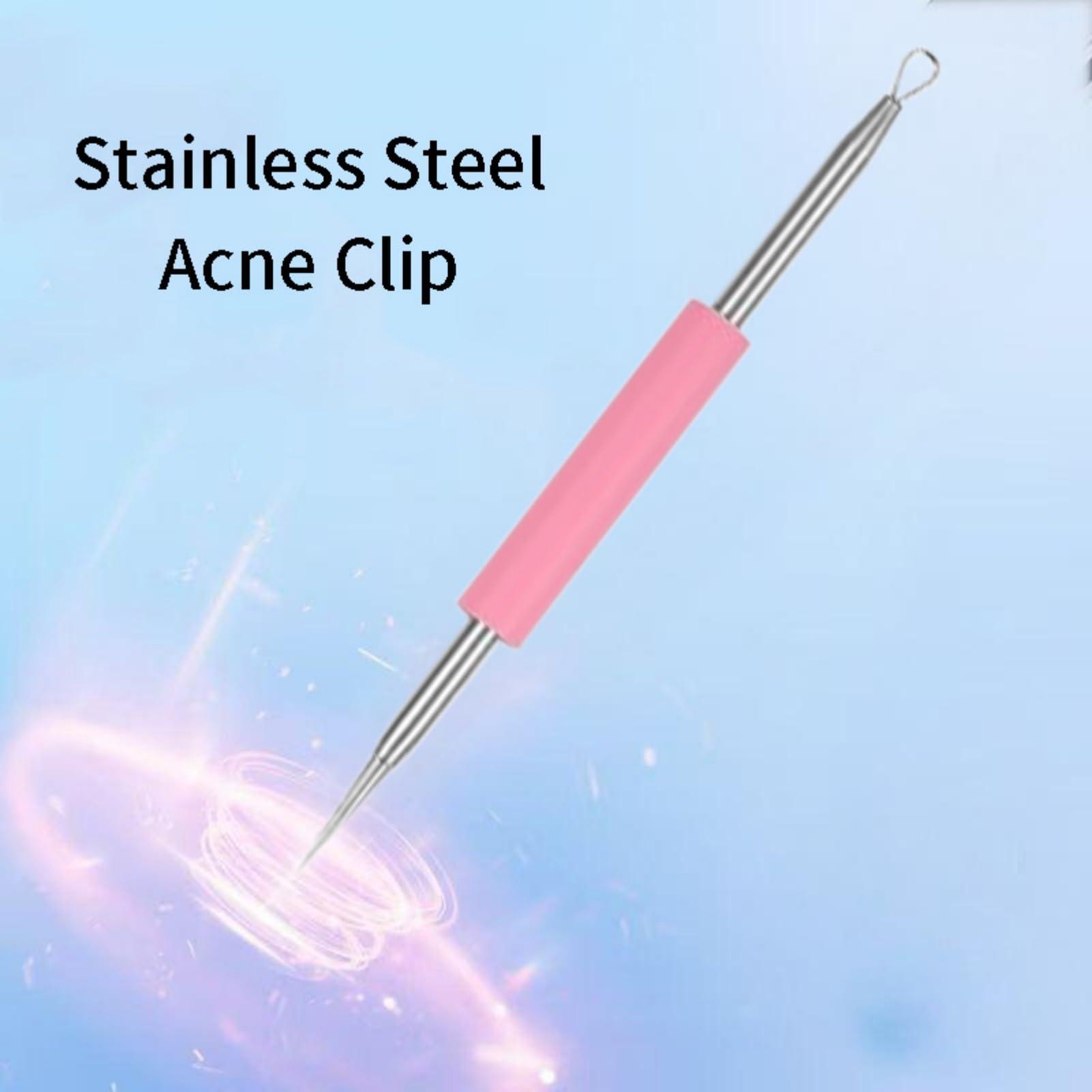 Mrchrogge Mrchrogge Facial Blackhead Remover Tweezers,Stainless Steel Portable Acne Needle Double Head,Squeeze Pick Acne Blackhead Needle Acne Needle Acne Needle (Pink)