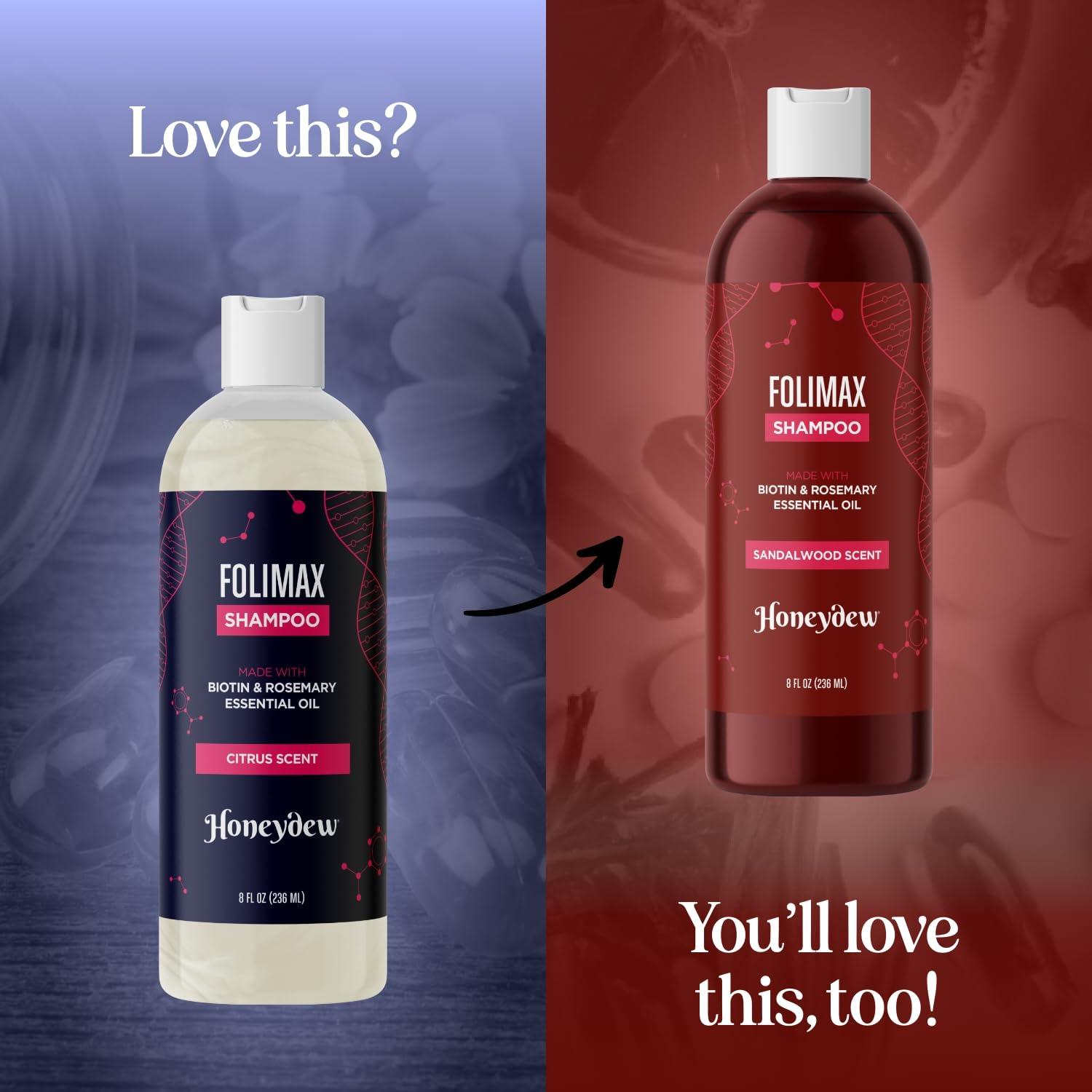 HONEYDEW Biotin and Rosemary Shampoo for Thinning Hair - Sulfate Free Biotin Shampoo for Men with Hair Thickening Essential Oils - Deep Cleansing Volumizing Shampoo for Thin Hair with Zinc and Tea Tree Oil