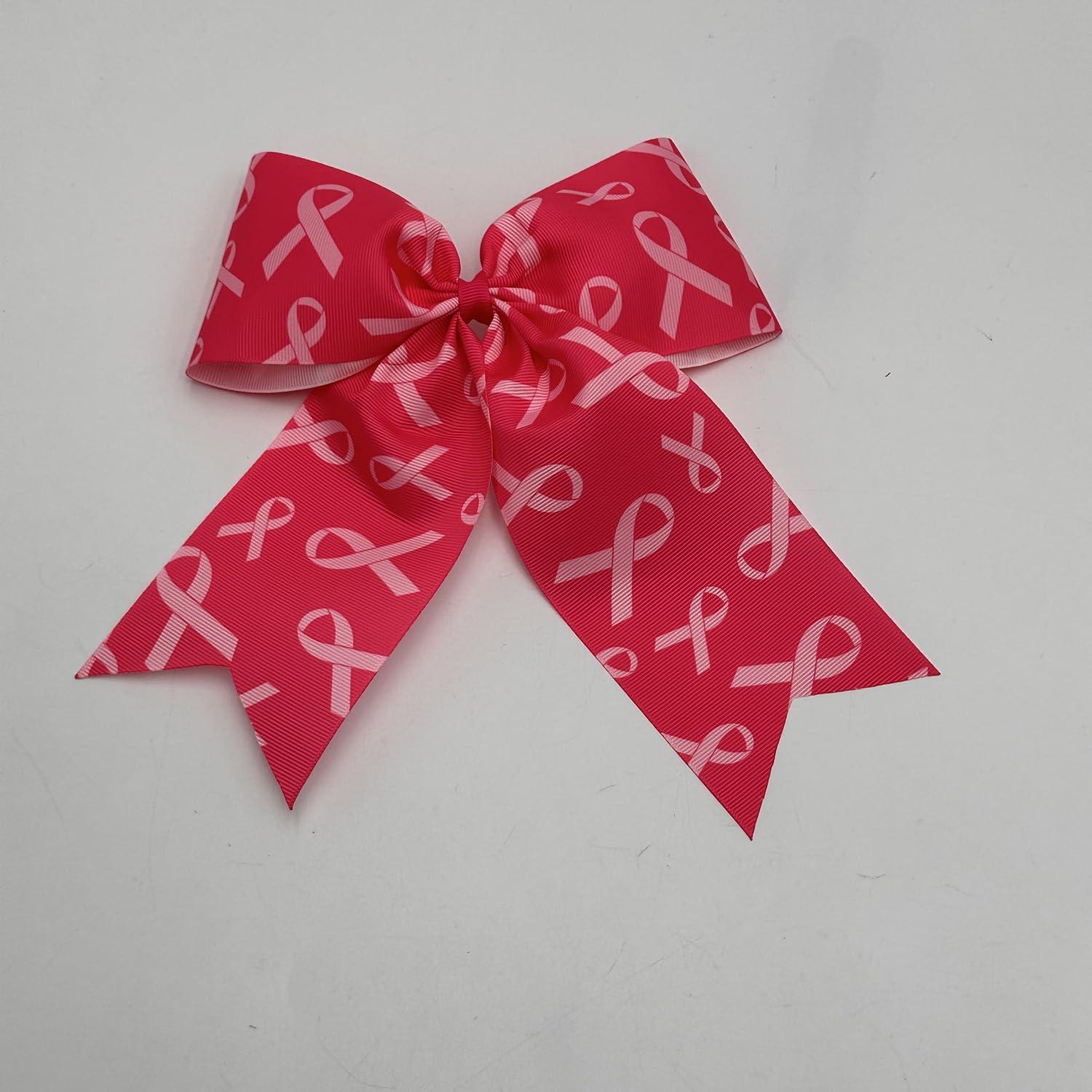 BBTDIN Pink Awareness Ribbon Hair Clips Breast Cancer Awareness Hair Bow Pink Ribbon Bow Pin BCA02 (C1)
