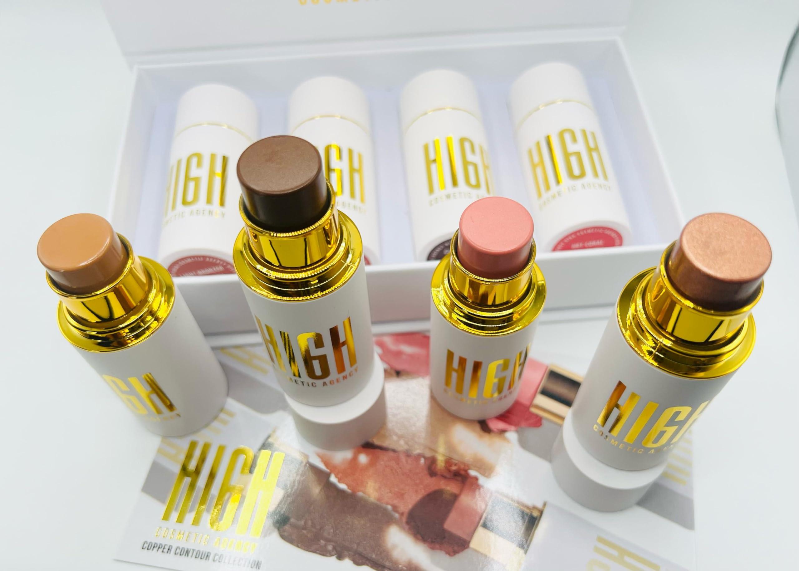HIGH COSMETIC AGENCY LUXURY COOPER CONTOUR COLLECTION, luxury contour collection set, Copper Luxe Contour Stick Set,Opulent Copper Contour Collection,Gleaming Copper Contour Kit, Radiant Copper Contour Cream Set