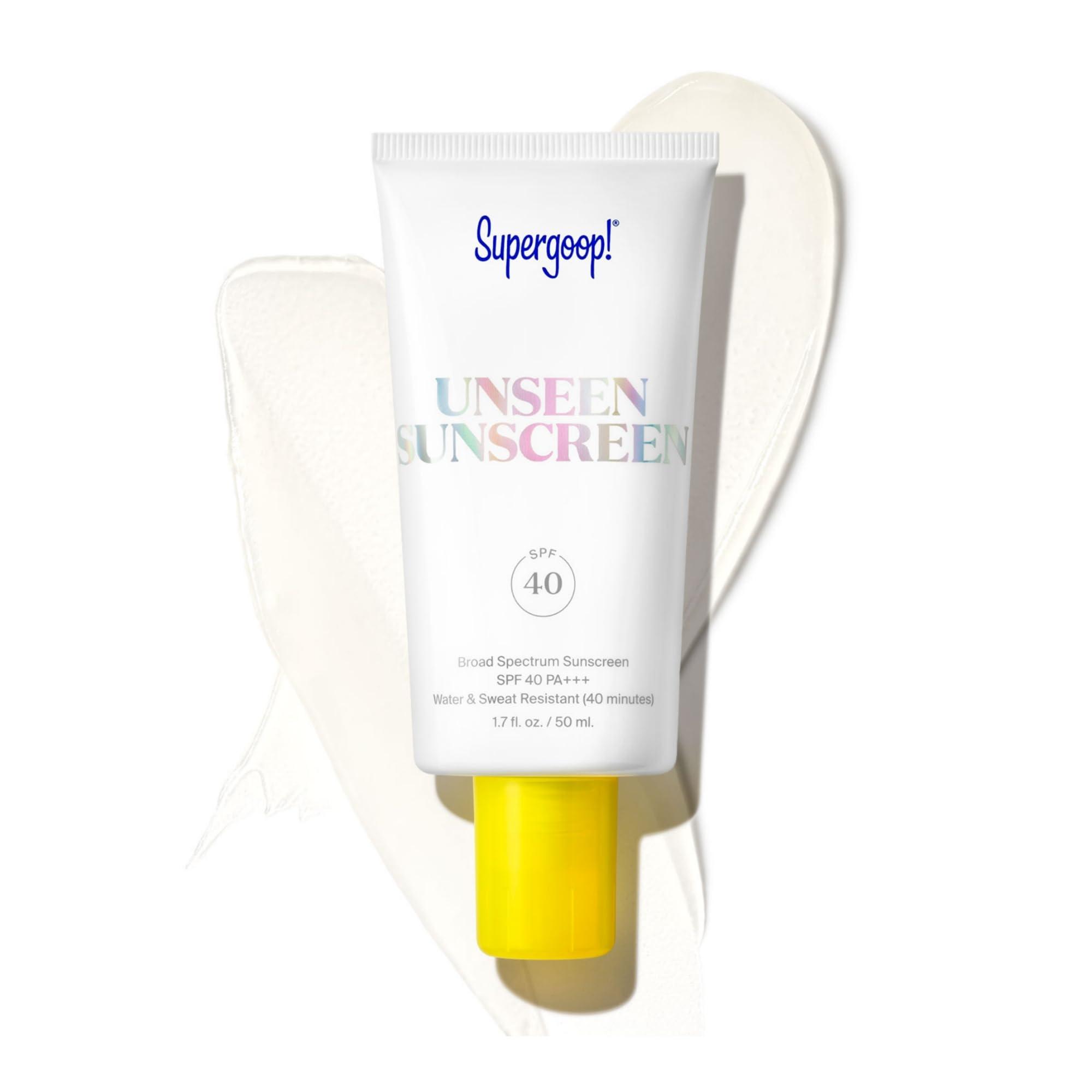 Supergoop! Supergoop! Unseen Sunscreen - SPF 40 - Invisible, Broad Spectrum Face Sunscreen + Makeup-Gripping Primer - Weightless, Scentless, Oil Free - For All Skin Types & Skin Tones - 1.7 fl oz