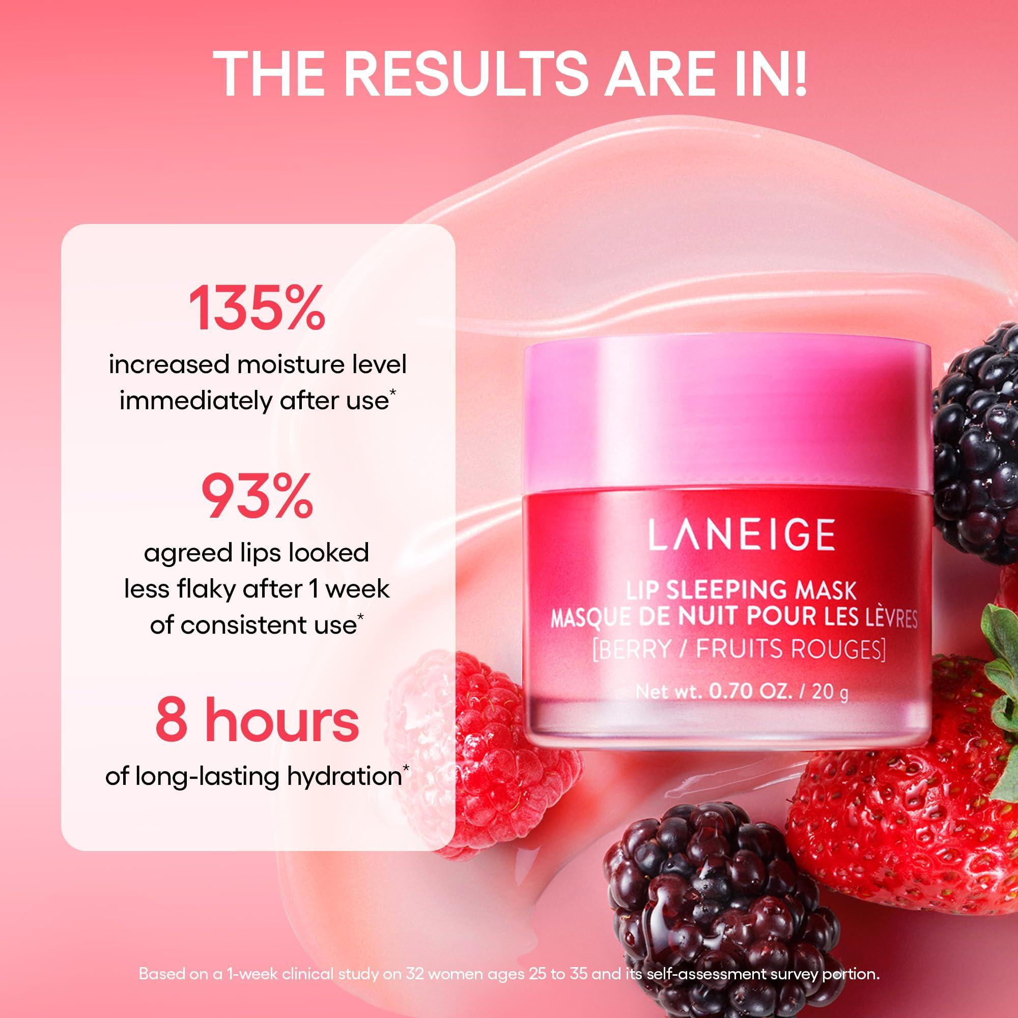 LANEIGE LANEIGE Divine Lip Duo: Lip Sleeping Mask Peppermint Intense Hydration with Vitamin C, Lip Glowy Balm Candy Cane