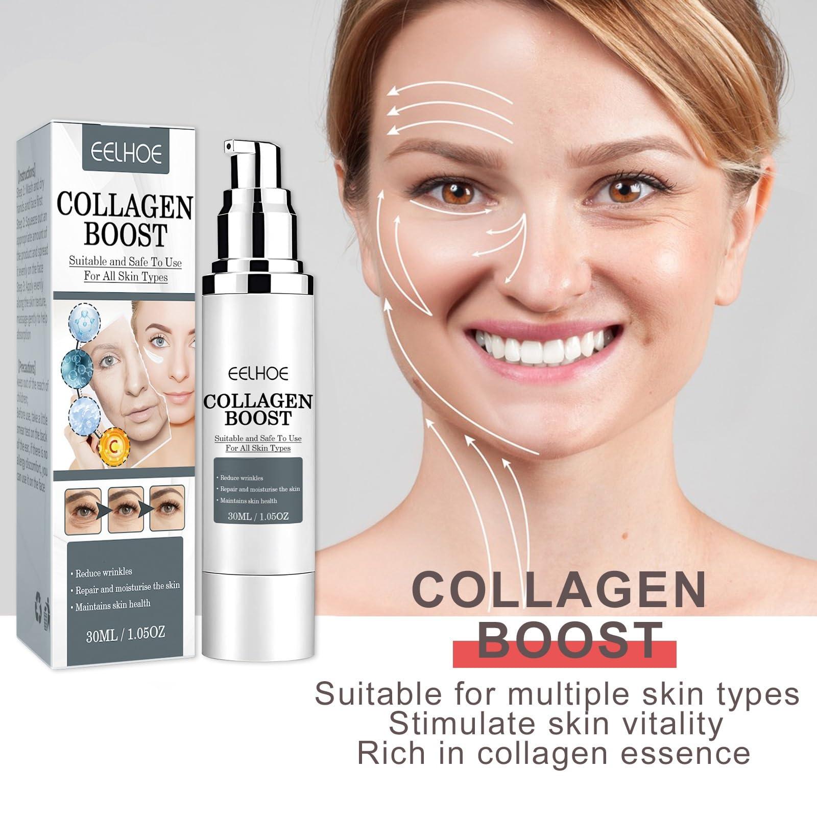 OUKPANE 3Pcs EELHOE Collagen Boost Anti Aging Serum, EELHOE Collagen Anti-Wrinkle Cream, Voletas Collagen Boost Anti-Aging Serum