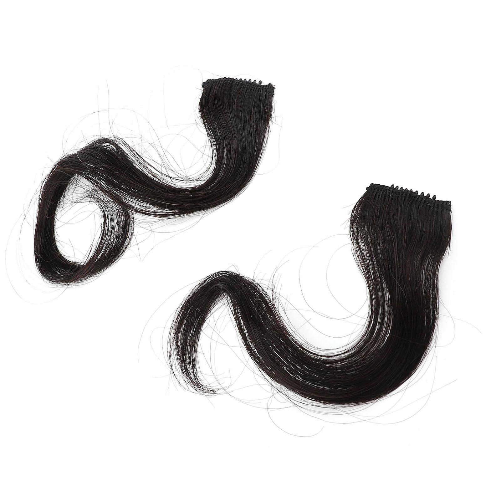 Fockety Side Air Bangs, High Temperature Synthetic Hair Customizable Clip in Bangs Adjustable Versatile Style Black Front Side Bangs for Women Girls Everyday Dress Up