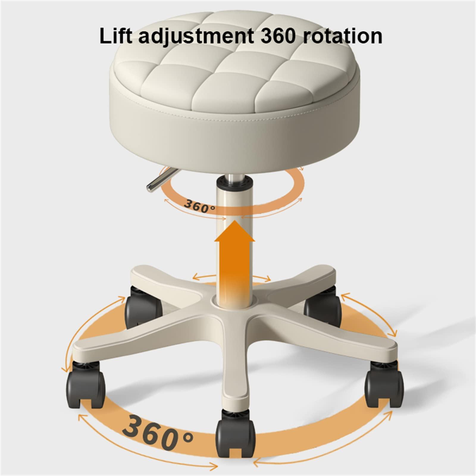 ZSCAL ZSCAL Rotating Stool Round Rolling Stool with Wheels,PU Leather Height Adjustable Salon Stool,360 Swivel Work Office Massage Stool, for Spa