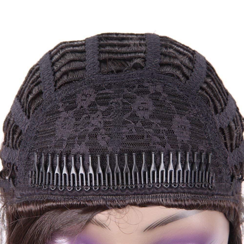 HAIRWAY Half Wig Quick Wear Weave Wigs for Women Straight Synthetic Hair 16 Inch 3/4 Half Up Half Down Wig Perfect Hairline Wig Japanese Fiber Wigs (#2 Darkest Brown)