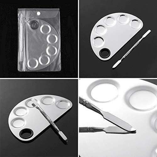 ACKLLR 2 Pack Professional Makeup Palette, 2 Types Pro Lady Stainless Steel Cosmetic Artist Spatula with Spatula Tool for Mixing Foundation by ACKLLR, Silver