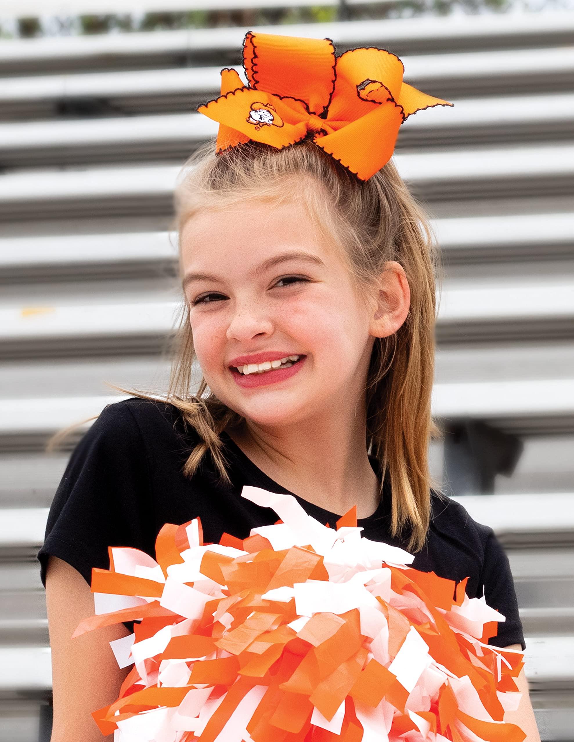 Wee Ones Divine Creations Girls' Collegiate Themed Game Day Logo Print Hair Bow by Wee Ones on a WeeStay Clip, Moonstitch, Medium, Ohio State