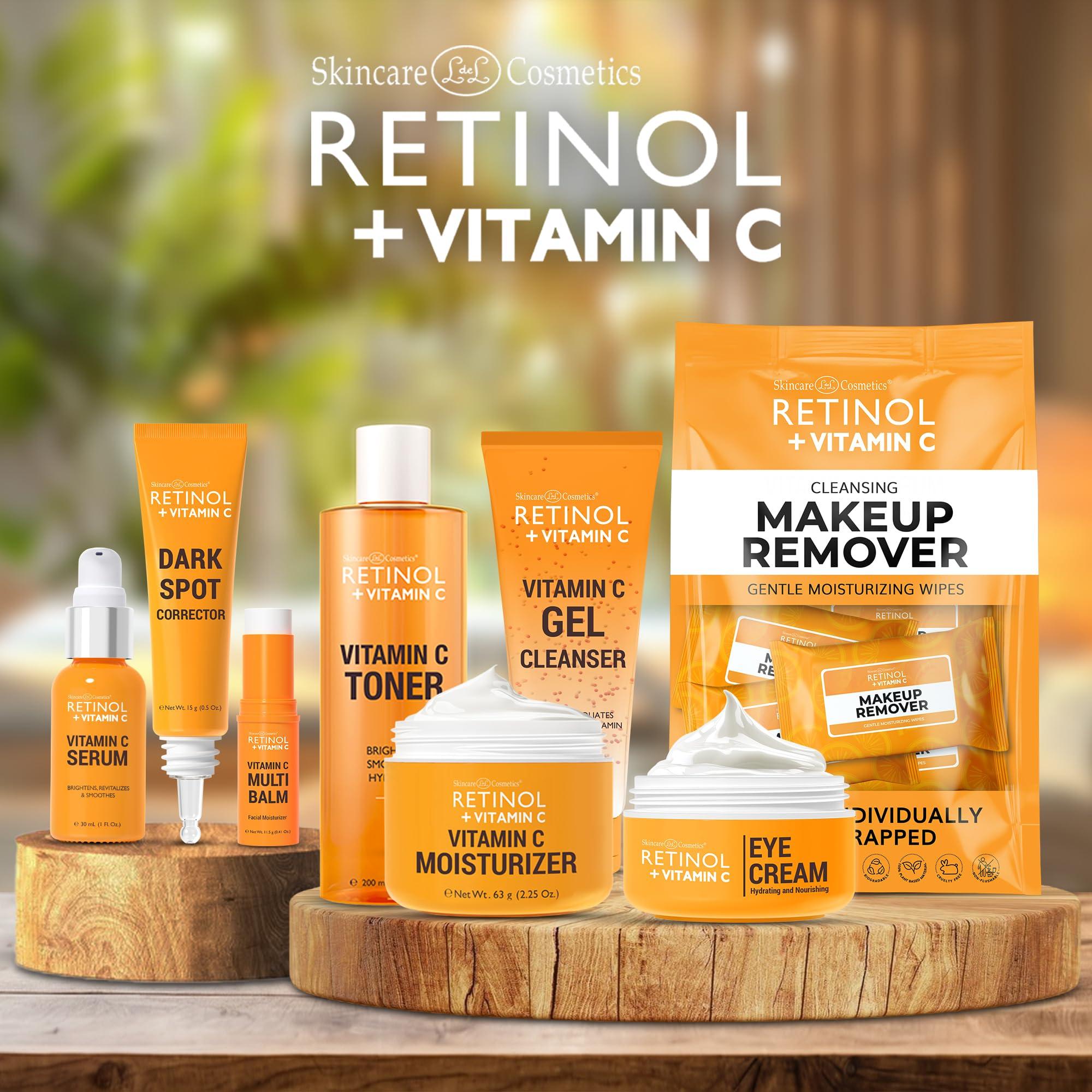 Retinol Retinol + Vitamin C Face Serum - Anti Aging Facial Serum, Evens Skin Tone, Diminishes Fine Lines and Wrinkles, Sun Damage & Dark Spots, Restores Radiance, Locks In Moisture - 1 FL. Oz