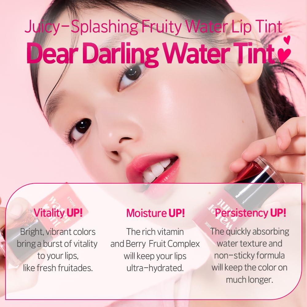 Etude House ETUDE Dear Darling Water Tint - Grape Ade | Vivid Color Lip Stain with Moisturizing Weightless & Non-sticky Finish Lip Stain | Smudge-proof Lip Tint | Korean Makeup, Perfect for Gift