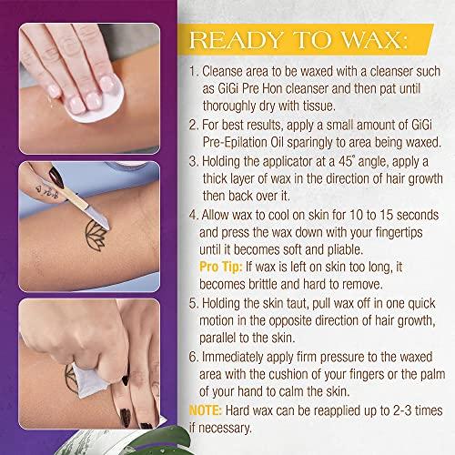 GiGi GiGi Microwave Tattoo Hard Wax Kit - Hair Removal Wax for Sensitive Skin & Tattoos, Includes After Wax Oil & Applicators, 8 oz