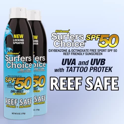 H2Ocean 2-Pack H2Ocean Surfers Choice Tattoo Sunscreen SPF 50 UVA/UVB Sunscreen with Tattoo Protek Quick Dry Reef Safe Water Resistant