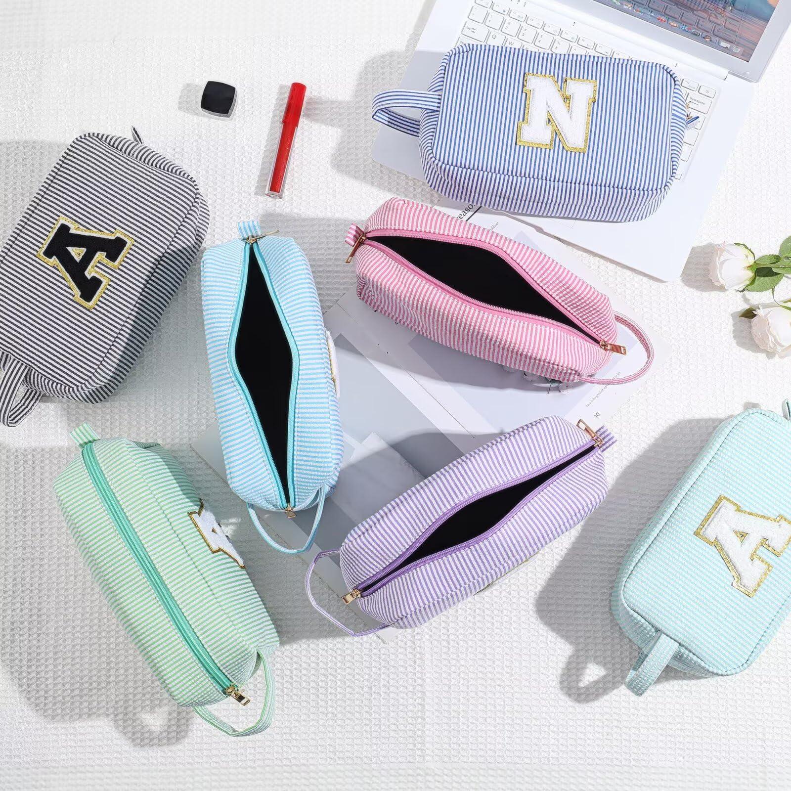 YOOLIFE YOOLIFE Travel Makeup Cosmetic Bag - Personalized Monogram Cute Initial Makeup Bags Cosmetic Toiletry Bag Pouch Make Up Case for Women Her Best Friend Friendship Teacher, Birthday Gifts for Women V