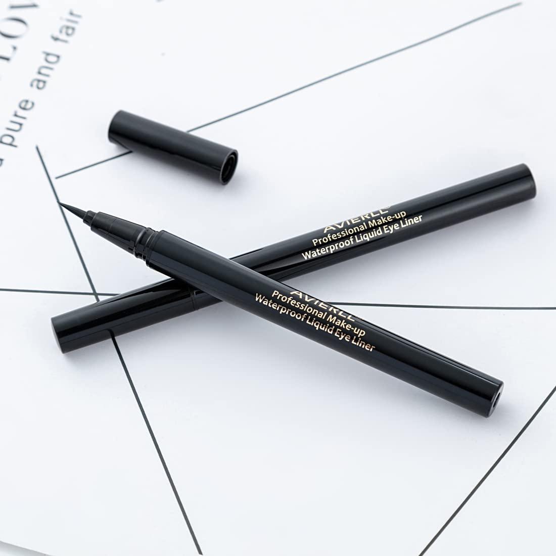 AVIERLL AVIERLL Waterproof Liquid Eyeliner -2Pens Black Eyeliner Long Lasting&Smudgeproof Makeup Liner Easy Liquid Pen 0.03 Fl. Oz (Black)