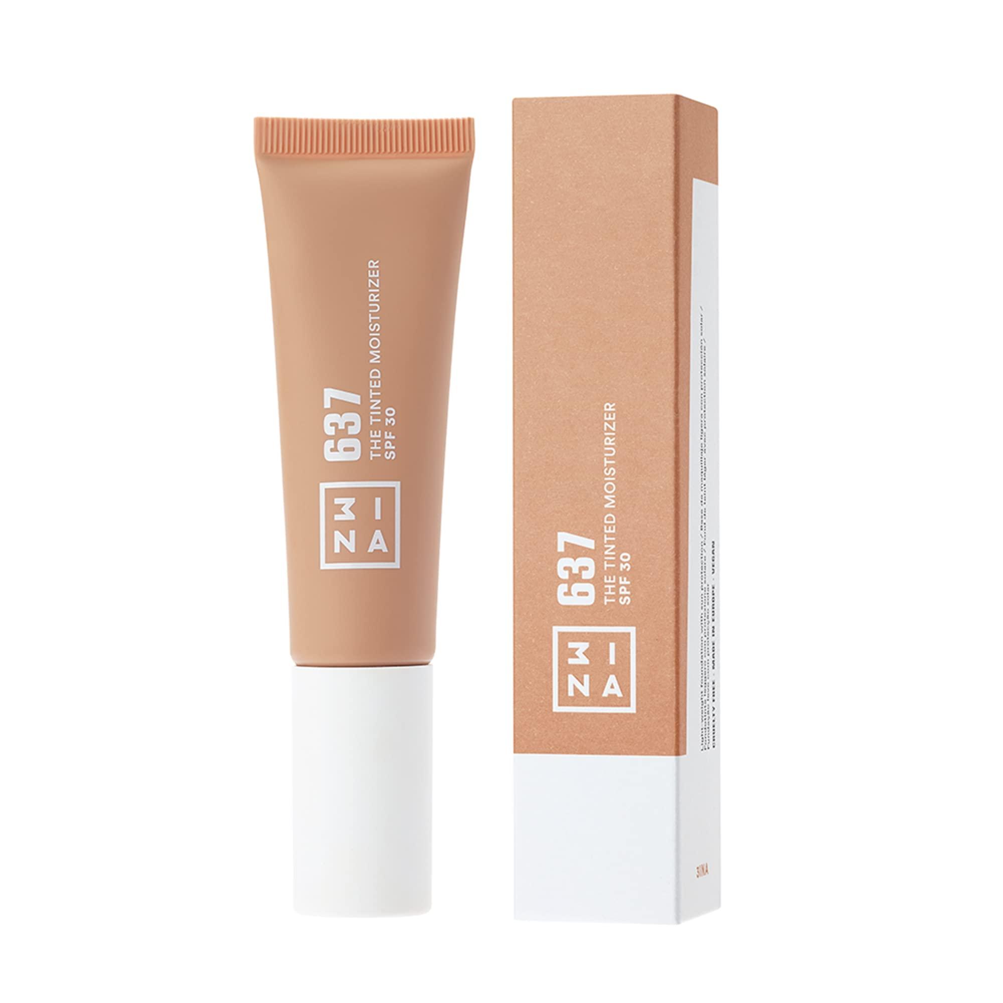 3INA 3ina 637 Tinted Moisturizer for Face with SPF 30 - Honey Beige - BB Cream with Light to Medium Coverage - Hyaluronic Acid Moisturizer for All Skin Tones - Vegan, Cruelty and Paraben Free Makeup - 1 oz