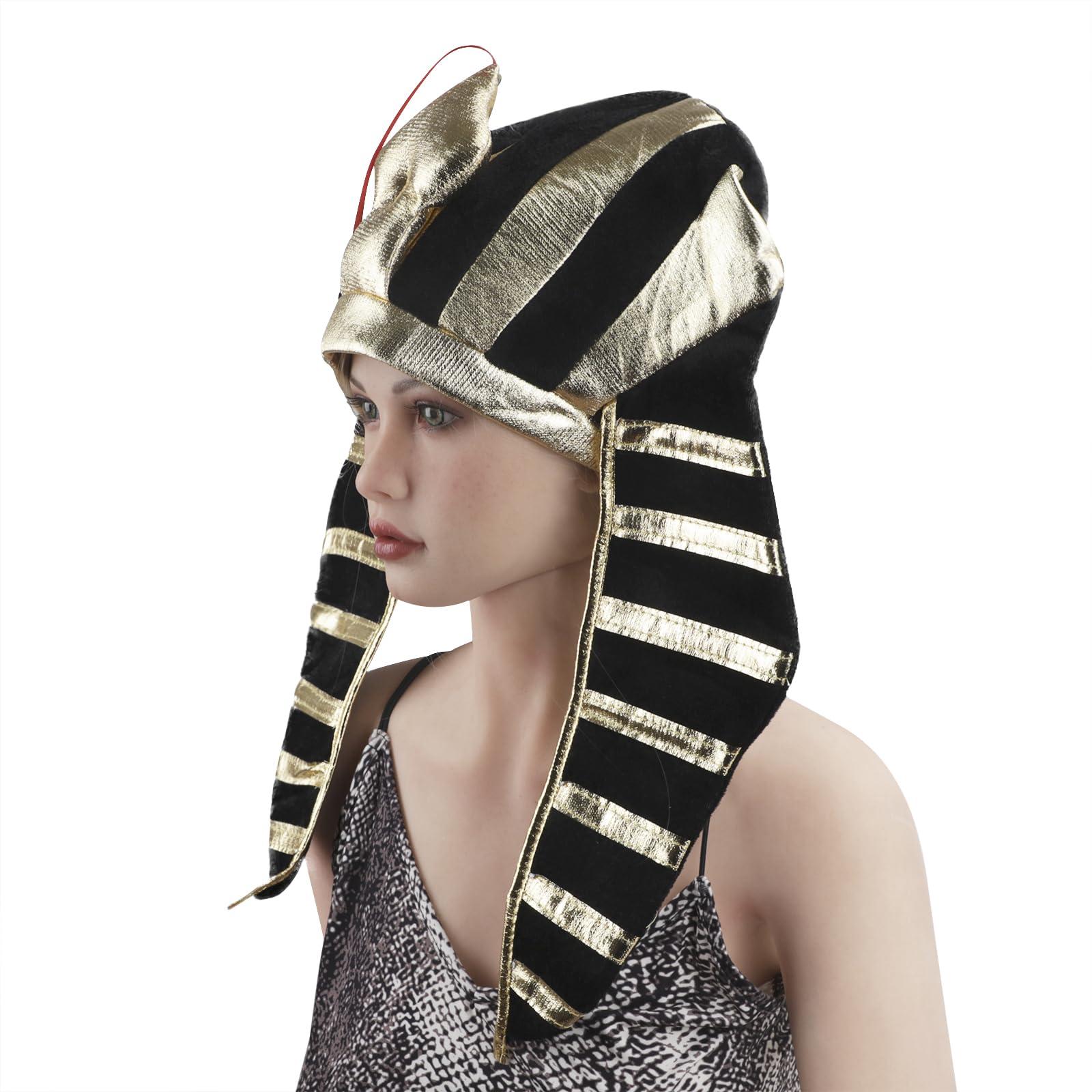 NICEYST NICEYST Egypt Pharaoh Hat Gold Egyptian Headpiece King Tut Costume Pharaoh Headdress Halloween Egyptian Costume Accessories