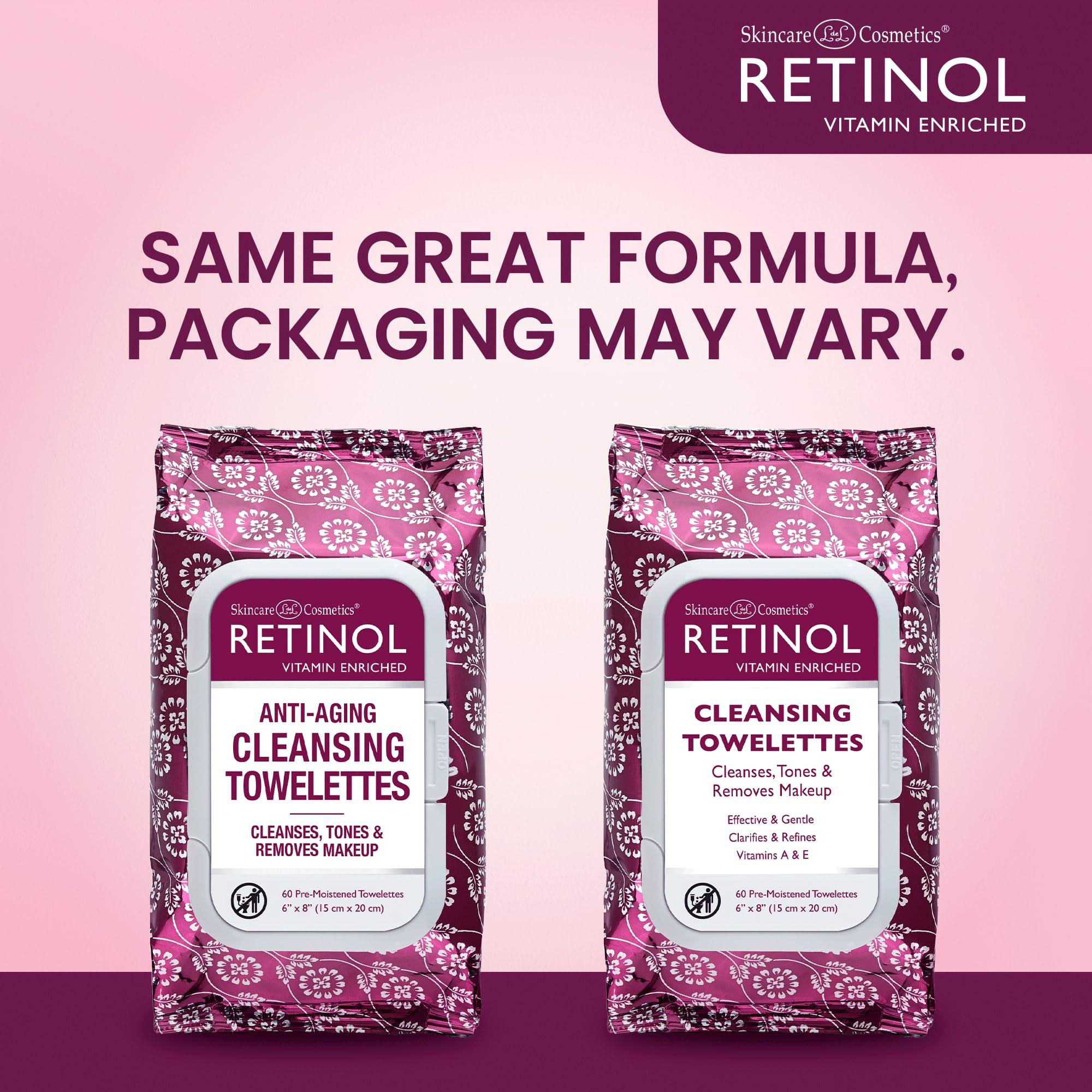 Retinol Retinol Anti-Aging Cleansing Towelettes All-in-One Cleanser, Toner & Makeup Remover in a Convenient Pre-Moistened Wipe On-The-Go Exfoliating, Toning & Hydrating Leaves Skin Clean, Fresh & Refined