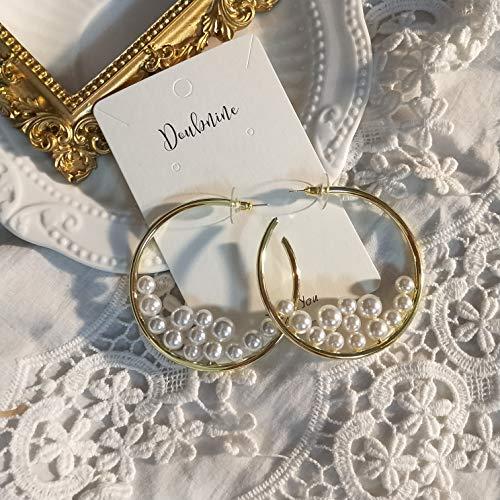 Doubnine Doubnine Full Pearl Earrings Hoop Dangle Statement Gold Women Accessories