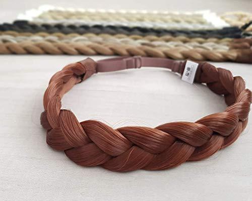 GoBraid USA Braided Headband Braid GoBraid Blond Brunette Black Dark Ginger Red Adjustable Fake Long and Short Hair Piece Extension Fast Easy Natural Look Wedding (3 - Auburn Red Dutch GoBraid)