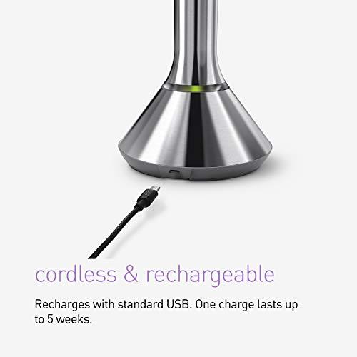 simplehuman simplehuman,Tabletop Mount 8" Round Sensor Makeup Mirror with Touch-Control Dual Light Settings, 5x Magnification, Rechargeable and Cordless, Pink Stainless Steel