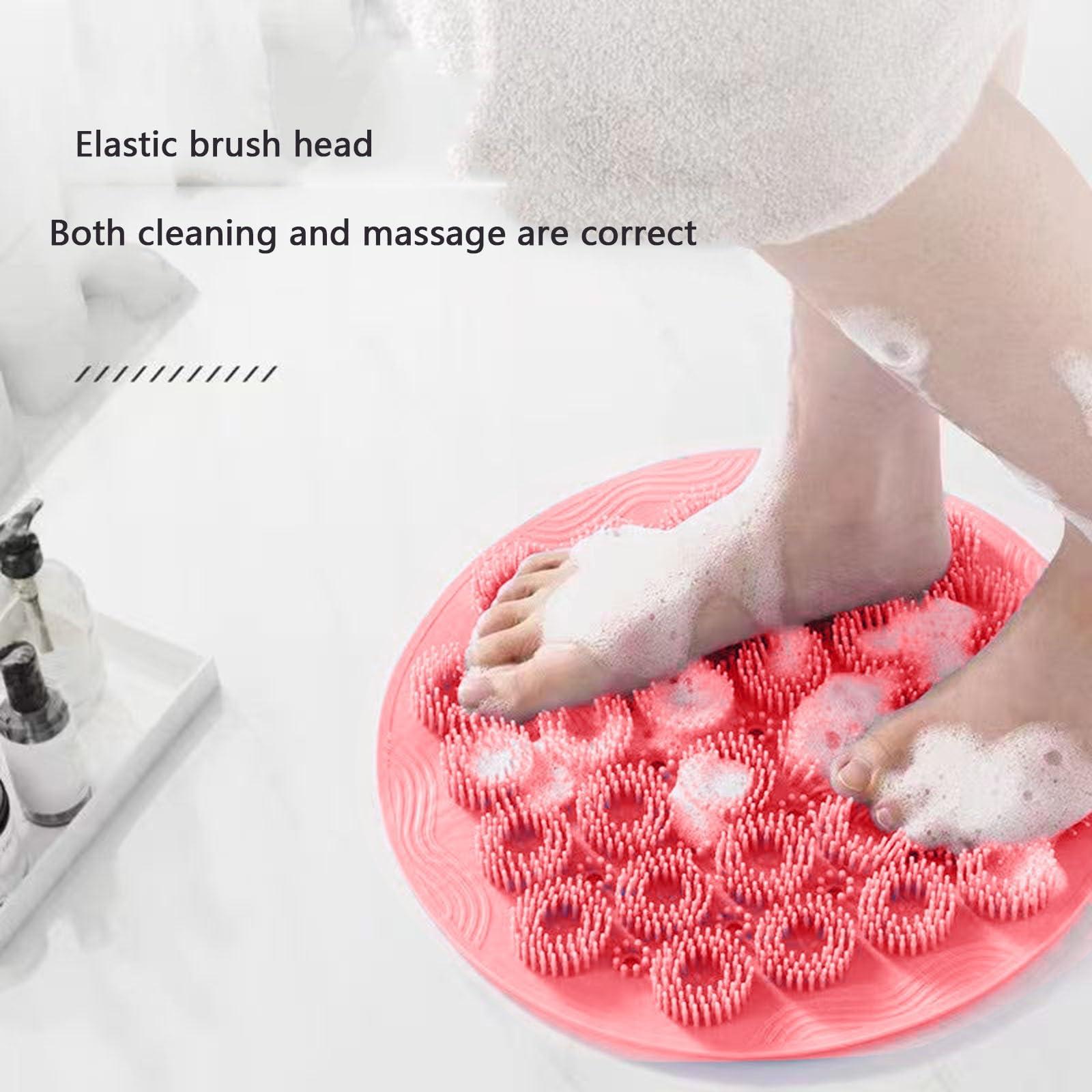 Generic Shower Foot & Back Scrubber, Massage Pad, 2024 New Wall Mounted Back Scrubber, Silicone Bath Massage Cushion Brush with Suction Cups, Bathroom Wash Foot Mat Exfoliating Dead Skin Foot Brush (Red)