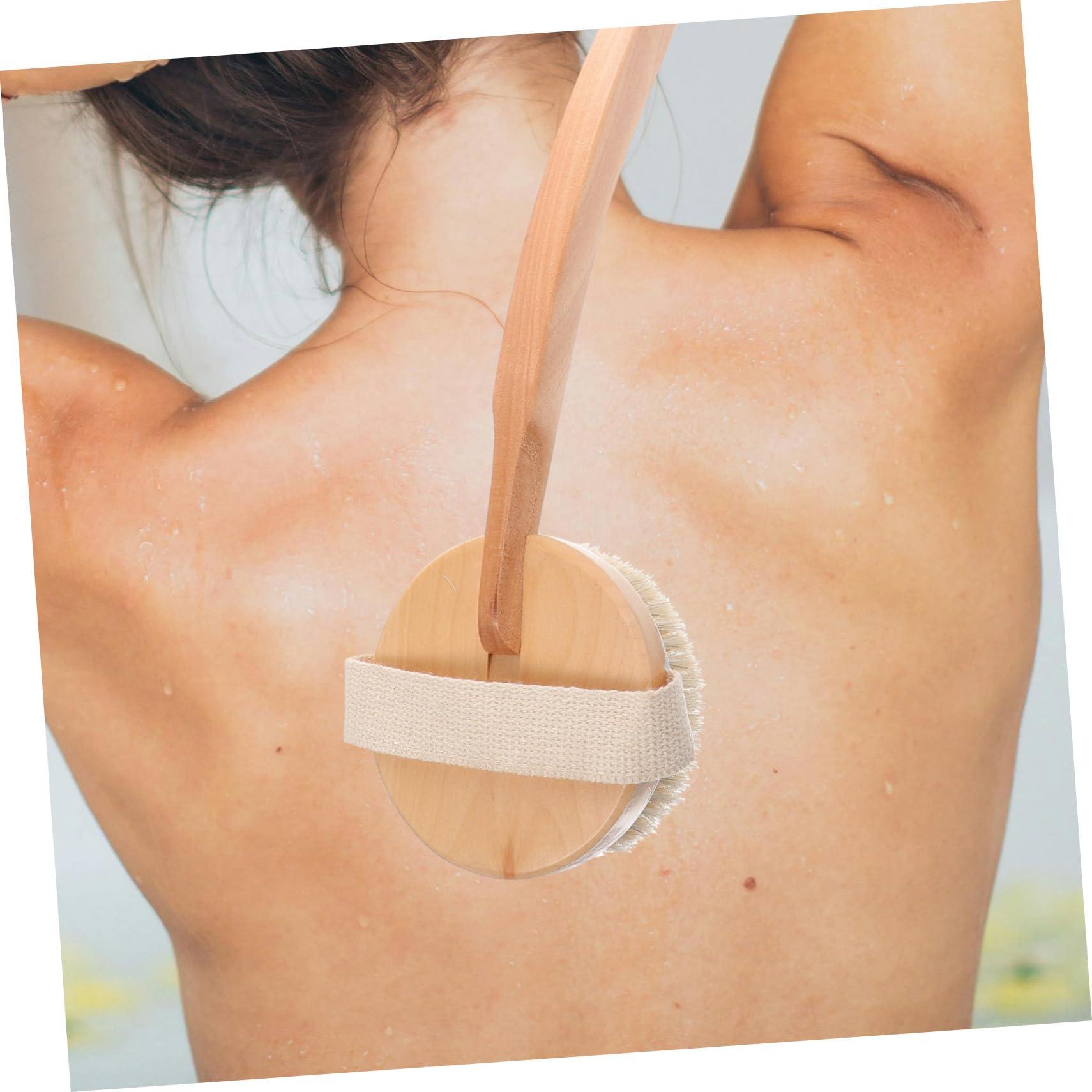 FOYTOKI FOYTOKI Wooden Handle Bath Brush Back Washer for Shower Bathroom Bath Brush Back Scrubber Long Handle Bath Brush Long Handle for Shower Back Scrubber for Shower for Men Back Brush