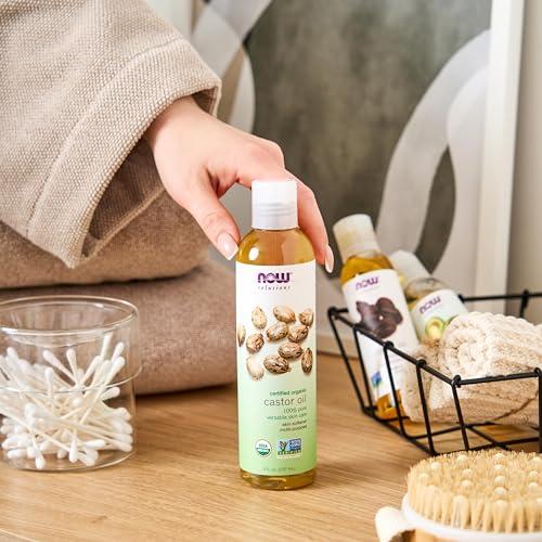 NOW Foods NOW Solutions, Organic Castor Oil, 100% Pure Versatile Skin Care, Multi-Purpose Skin Softener, 8-Ounce