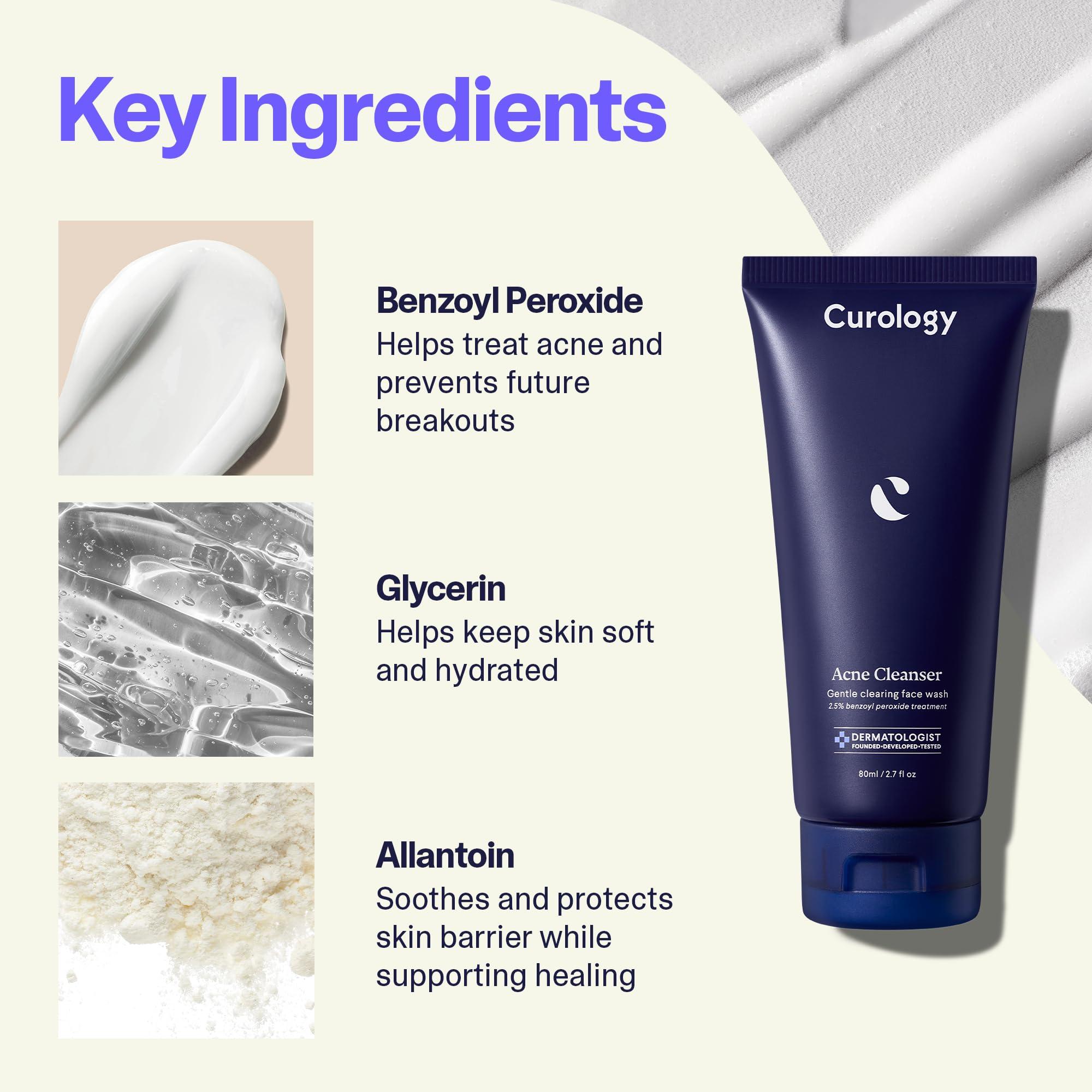 Curology Curology Acne Skin Care Set, 40 ct Emergency Spot Pimple Patches, Acne Cleanser Face Wash with 2.5% Benzoyl Peroxide, and Cream Face Moisturizer