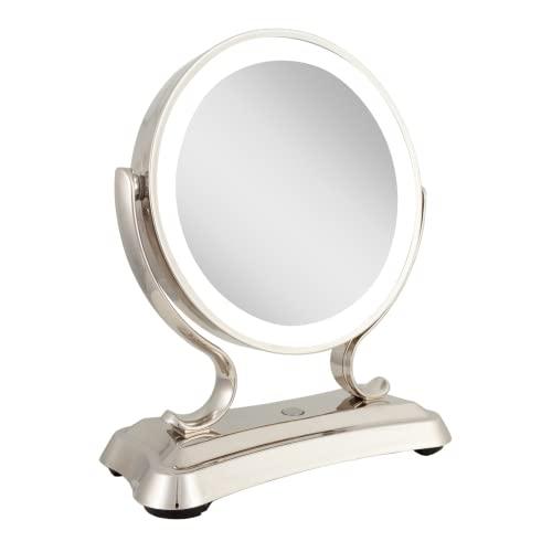 Zadro Zadro 12" Glamour LED Makeup Mirror with Lights and Magnification 5X/1X Touch Control Mirror with Lights for Makeup Desk (X-Large | 5X/1X | 12" W x 16" H | LED, Polished Nickel)