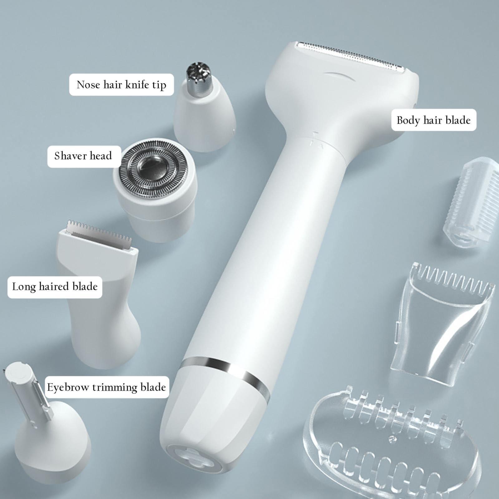 Generic 5 in 1 Electric Shaver Razor,Electric Razors for Women,Bikini Painless Remover for Face Nose Eyebrow Armpit Legs Pubic (Rose Gold)