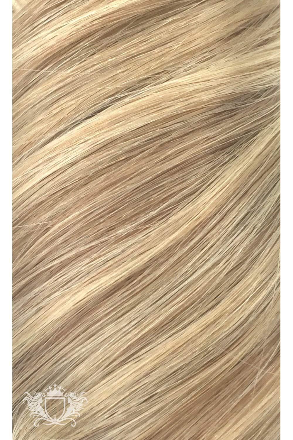Foxy Locks Latte Blonde - Elegant 16" Seamless Clip In Human Hair Extensions 150g