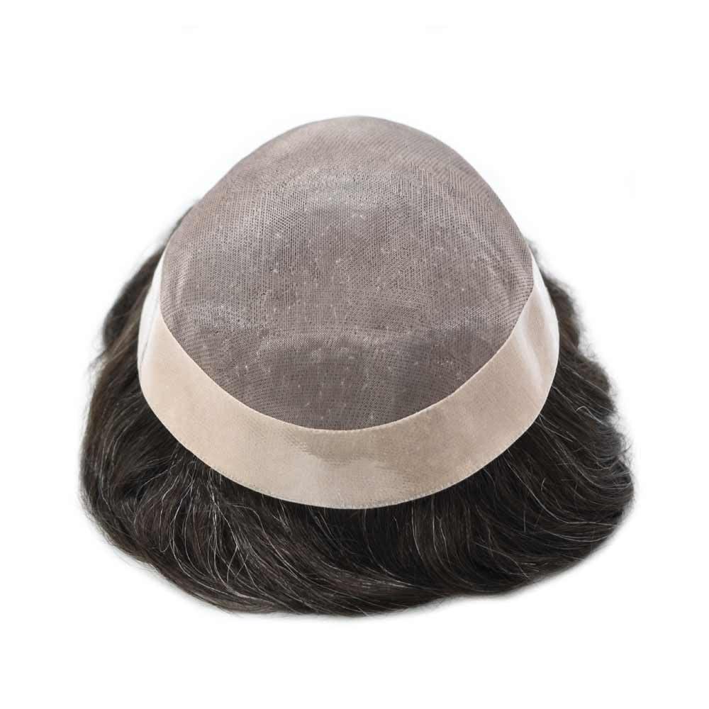 Hair Wonders Mens toupee hair replacement system for men hairpieces toupee for men real human hair pieces for men hair systems Protesis Capilar Para Hombre US Stock6x9-#210 2# DARKEST BROWN+10% GREY